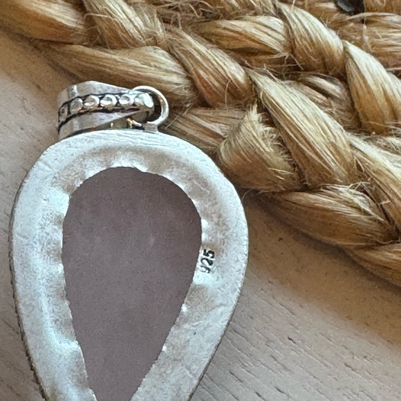 LARGE STERLING SILVER PENDANT WITH ROSE QUART - Picture 7 of 9